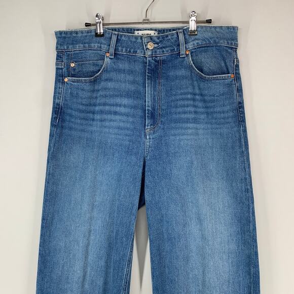 PAIGE Sasha Wide Leg Jeans 31 Stefania Distressed High Rise Blue Denim - Picture 3 of 15